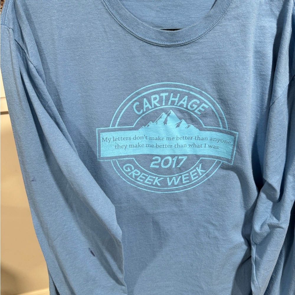 Women Long-Sleeved Blue L Alpha Chi Omega T-Shirt